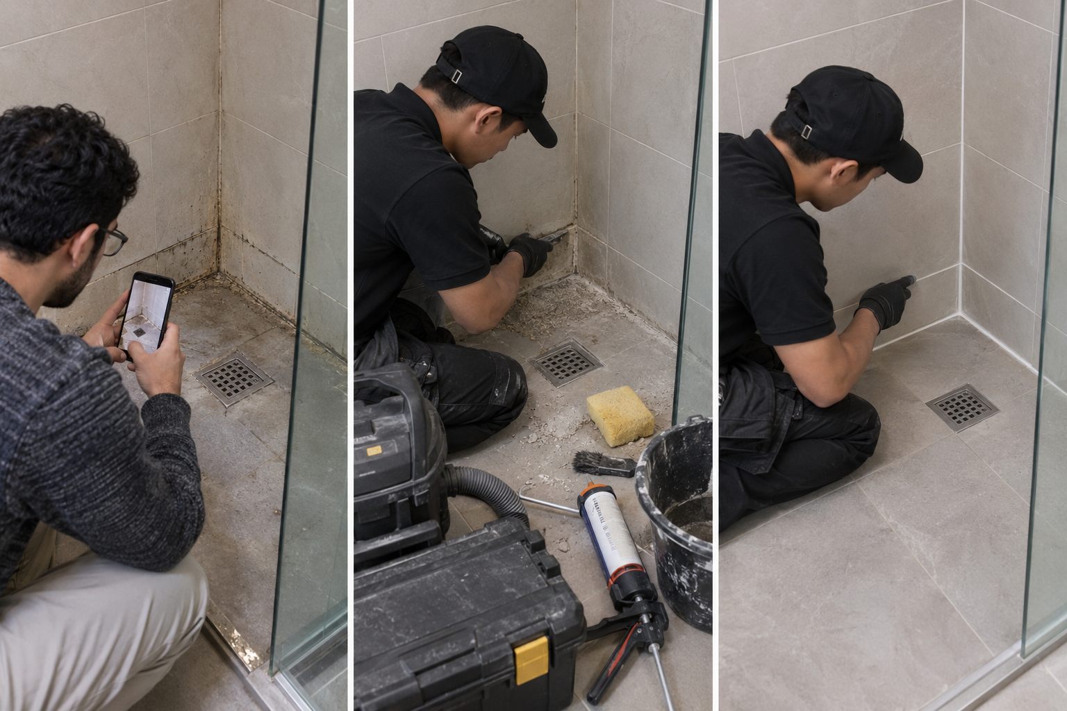 Shower grout and sealant condition, preparation and renewed joints